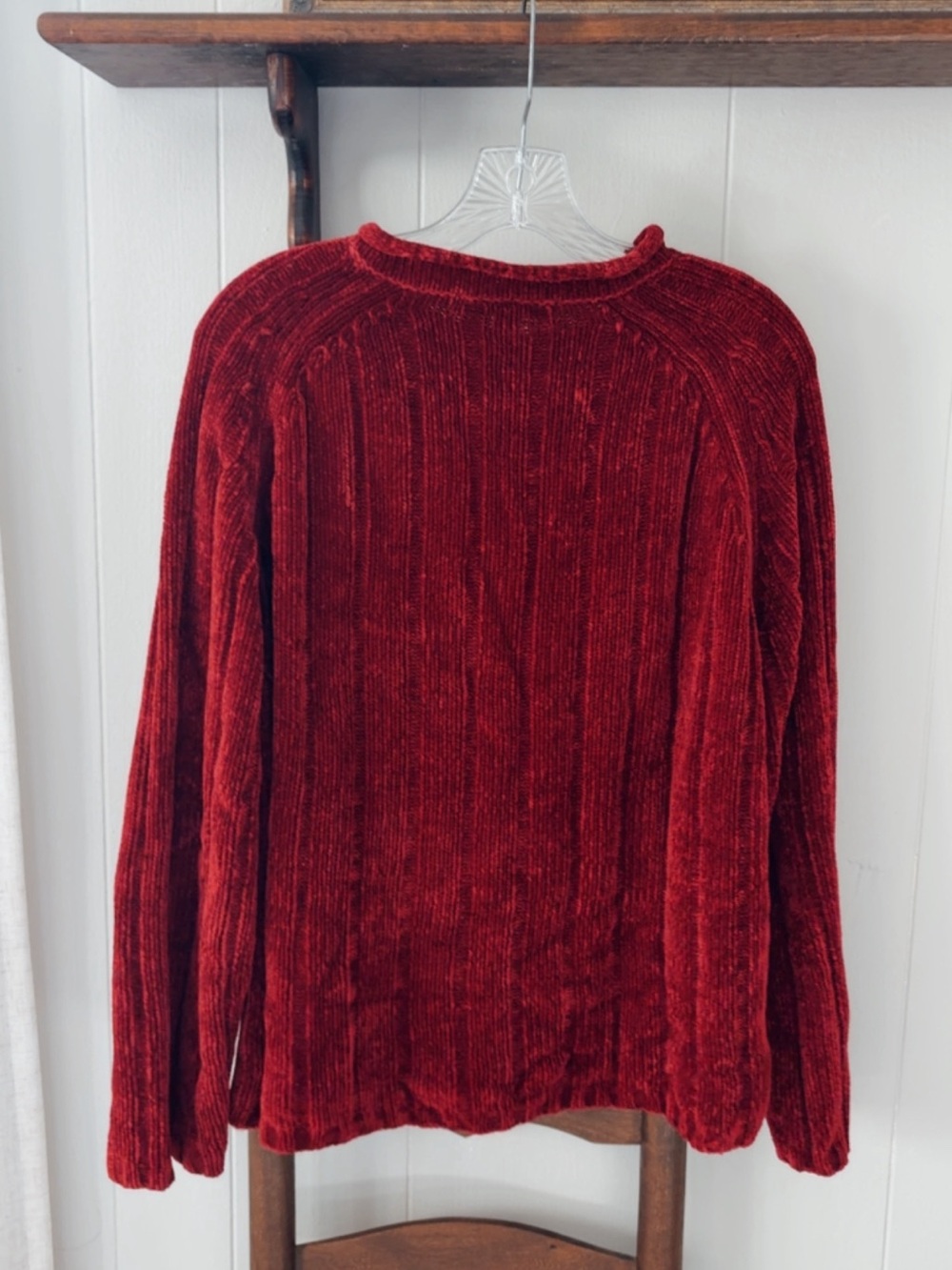 Red Ribbed Velvet Sweater - Picture 2 of 2